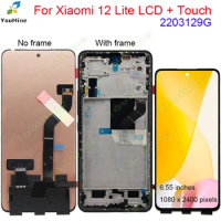6.5'' Amoled For xiaomi 12 Lite LCD with frame 2203129G screen touch digitizer Assembly for xiaomi 12Lite lcd display