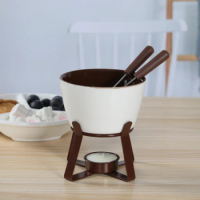 Ceramic hot chocolate pot, chocolate color cheese fondue pot