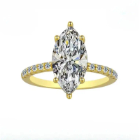 # 110 Cincin Perak 925 Sterling 2ct / 3ct Moissanite Potongan Marquise Mewah Aksesori Wanita Perhia