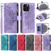 Zipper Wallet Flip Case For Samsung Galaxy Note 10 Plus S23 Ultra S22 Plus S21 FE S20 S10 S9 S8 Note 20 9 Multi Card Slots Cover