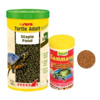 【Sera 德國】澤龜環狀飼料1L+Tetra乾燥淡水蝦全蝦250ml 澤龜.水龜.陸龜(兩棲爬蟲主食飼料 S32428+T197)
