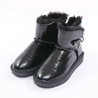 【ee9】抗寒超厚保暖絨毛厚底踝雪靴-黑色-7643353 10(踝靴)
