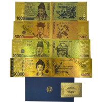 2023 New arrival 4 designs Korea Gold Banknote 1000/5000/10000/50000 won KRW Banknote in 24k Gold foil For Collection