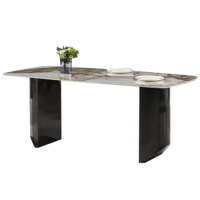 Bright Dining Tables and Chairs Set Italian Stainless Steel Light Luxury Modern Household Dining Table Dining Table