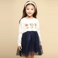 【Azio Kids 美國派】女童 洋裝 水果冰沙印花網紗長袖洋裝(藍)