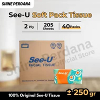 GROSIR 1 Dus Facial Tissue SEE U Classic Softpack 250 Sheets 2 Ply