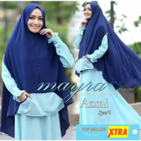 Baju AZMI SYARI SOFTBLUE NI Gamis Wanita jersey premium biru muda Kekinian@@ Bergo Fit Kantong Karet