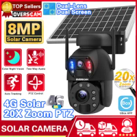 UBox Solar Camera 4G sim Card 4K 8MP Dual Lens 20X Optical Zoom Outdoor PTZ Solar Panel PIR Humanoid Tracking CCTV Camera Alarm