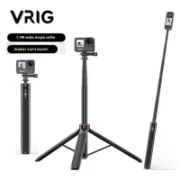 VRIG New 6 Sections Selfie Stick Tripod Hand Grip for Insta360 GoPro 12 11 10 9 8 7 6 5 4 Fusion AKASO OSMO Action Camera