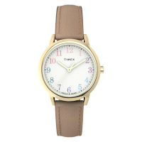 TIMEX  天美時 Easy Reader 30毫米金色錶殼 環保永續錶帶手錶(白x裸膚TXTW2W32400)