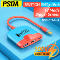 PSDA Switch Docking Station Adapter USB C to 4K HD USB 3.0 PD for Nintendo Switch Portable Dock Station MacBook Air Pro iPad