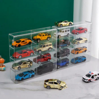 1/32 Toy car storage box for Domica car model multi-cell transparent display stand acrylic dust door waterproof children's gift
