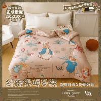 【PETER RABBIT】比得兔與V&A博物館 日式針織保暖冬被-任選(單人尺寸/正版授權/針織被/冬被/保暖被)