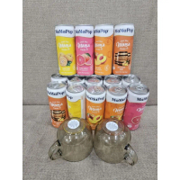 14 lon nước ép trái cây Mamapop date 2026 mix 4 vị( tặng kèm 2 ly thủy tinh cao cấp 450ml)
