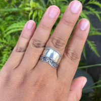 Kusuma Silver Cincin Ring Perak Bali Silver 925 Lebar Ukir Kawat Tali air S Etnik Pria Laki Wanita Custom