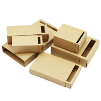 20Pcs/50pcs Kawaii Kraft Cardboard Drawer Matchbox Blank Retro Brown Paper Small Gift Packaging Box Lovely Handmade Soap Favors