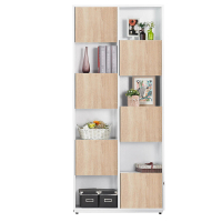 【AT HOME】2.7尺白色橡木紋六門收納書櫃/收納櫃/置物櫃 現代簡約(布拉格)
