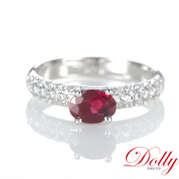 【DOLLY】1克拉 GRS無燒緬甸紅寶石18K金鑽石戒指(021)