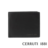 【Cerruti 1881】限量2折 義大利頂級小牛皮4卡零錢袋皮夾 全新專櫃展示品(黑色 CEPU05707M)