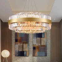 LED Pendant Lamps Nordic luxury modern round living Room Ornament hotel lobby crystal Chandeliers Home Decorative Ceiling Lights