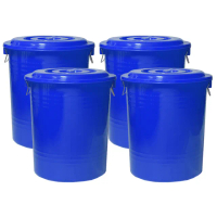 【G+ 居家】MIT台灣製萬用桶儲水桶垃圾桶冰桶66L(4入組-附蓋附提把 隨機色出貨)