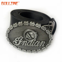 Bullzine belt buckle with pewter finish with PU belt with connecting clasp FP-03137-1