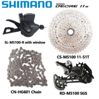 SHIMANO DEORE M5100 M5120 11 Speed Groupset MTB Mountain Bike Shifter Rear Dearilleur 42T 51T Cassette Chain Bicycle 11v Part