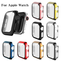 Glass+Case Full Cover For Apple Watch Case Series 8/7 41mm 45mm iWatch 321 42mm 38mm Apple Watch SE654 44mm 40mm Protector Case