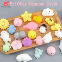 2/5/10Pcs Mini Animal Squishy Toy Squeeze Ball Toys Fidget Toys Pinch Kneading Toy Stress Reliever Toys Kid Party Favor