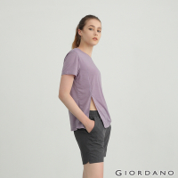 GIORDANO 女裝G-MOTION超輕涼感開衩T恤 - 86 仿段彩薄暮紫