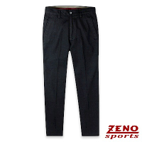 ZENO 保暖薄絨感彈性暗格紋平口休閒長褲‧黑色