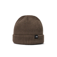 【The North Face 官方旗艦】北面男女款棕色LOGO布標簡約針織毛帽｜55JG1OI