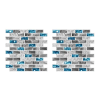 2X Vivid Tiles Blue Peel And Stick Tiles 3D Brick Effect Waterproof Kitchen Backsplash Decor Self Adhesive Wallpaper