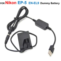 EP-5 DC Coupler EN-EL9 ENEL9 Dummy Battery+Power Bank 5V USB Cable Adapter For Nikon D40 D40X D60 D3000 D5000 Camera