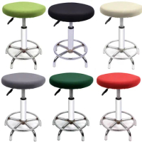 Stool Cover Round Chair Cover for Bar Office Elastic Anti-Dirty Seat Cover Solid Color Chair Protector Home Office Decor