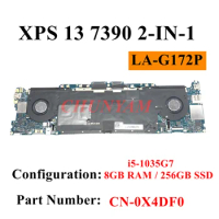 LA-G172P For Dell XPS 13 7390 CN-0X4DF0 Laptop Motherboard Mainboard X4DF0 With I5-1035G7 CPU 8GB RAM 256GB SSD 100%TEST