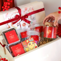 Hampers Imlek / CNY Hampers / Parcel Imlek - Semi Hardbox - 3 Cookies + Cashew + Plum + Candy + ANGP