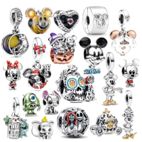 925 Silver Beads HEROCROSS Disney Minnie Mouse Halloween Pumpkin Pixar Coco Miguel Dante Skull Charm Fit Pandora Bracelets DIY
