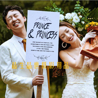 旅拍英文手拿板森系韓式寫真創意白色手舉牌新款外景婚紗攝影道具