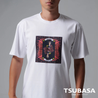 【TSUBASA洒落運動衣】YAMATO聯名款 白色T-Shirt 圖案女將士與羽球(圓領T恤 白T恤 寬鬆休閒 短袖T恤)