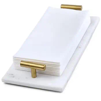 White Marble Guest Towel Holder Tray Bathroom Paper Napkin Organizer Space Saver