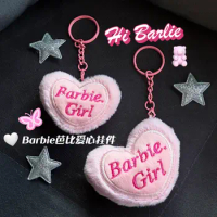Miniso Barbie Plush Bag Pendant Kawaii Student Bag Student Decor Soft Exquisite Creativity Convenient Accessories Keychain Ring