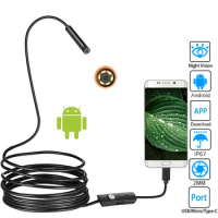 6 LED Light 1M/2M Endoscope Camera HD USB Type-C 3In1 Flexible Snake Soft Wire Cable Pipe Inspection Camera Borescope
