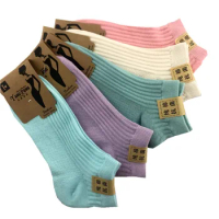 5 Pairs 100 Cotton Socks Women Men Female 1 Set Lot Color Pack Candy Color Ladies Sock Solid Color Invisible Female Sock Unisex