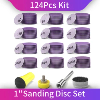 Sanding Discs 1 Inch 120 PCS Wet/Dry Sandpaper Hook and Loop 60-10000 Grits Polishing Pad, for Dremel Drill Grinder Rotary Tools