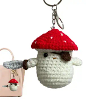 Crochet Mushroom Cute Pirate Mushroom Crochet Keychain Beginner Crochet Kit Handmade Key Charm Crochet Animal Kits For Kids
