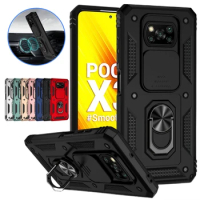 For Xiaomi Poco X3 Pro Case Armor Car Magnetic Holder Phone Cases For Poco X3 NFC X 3 Pro X3Pro Slide Camera Protect Back Cover