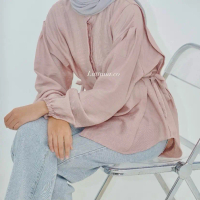 Mizura Blouse by Luttuna | Blouse Korea | Blouse Crinkle Baju Atasan