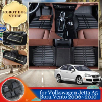Car Leather Floor Mat for Volkswagen VW Jetta A5 Bora GLI Vento 2006~2010 Foot Liner Waterproof Carpet Pad Custom Accessories