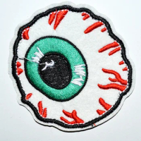 Hot! Bloody eyeball punk rock embroidered iron on patch applique (≈ 7.8 * 7.8 cm)